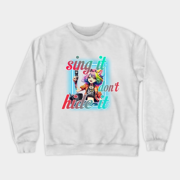 A cute cat girl sings Crewneck Sweatshirt by Gamoreza Dreams